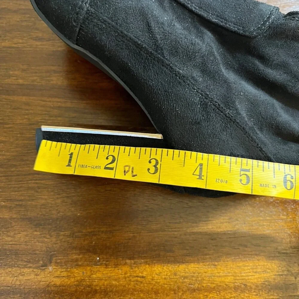 Material Girl Black Faux Suede Over Knee Thigh High Block 4